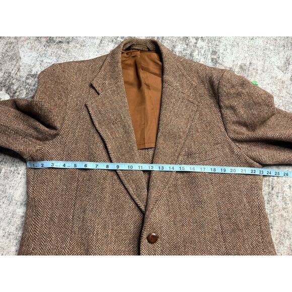 VTG Harris Tweed Sport Coat 44R Orange Unstructured Blazer Herringbone USA Read* - Picture 11 of 14
